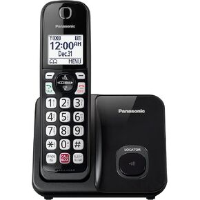 Panasonic Cordless Phone with Advanced Call Block, Bilingual Caller ID and Easy to Read Large High-Contrast Display, Expandable System with 1 Handset - KX-TGD810B (Black)