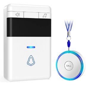 Caregiver Pager, Wireless Call Button for Elderly/Senior at Home, 500 Feet Medical Life Alert System with 2-SOS Buttons and 2-Pagers, Emergency Panic Call Bell for Nurse Calling, Patient Assistance