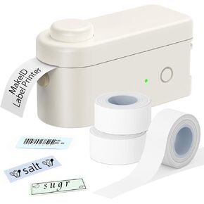 Makeid Label Maker Machine with Tape - Compatible with 9/12/16mm Waterproof Tape, Portable & Rechargeable with Built-in Cutter Wireless Label Printer Compatible with Android & iOS Devices