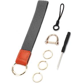 Wristband Keychain Set for Women, with Metal Rings D-Ring Screwdriver Elastic Wristlet Keychain Lanyard for Keys, Key