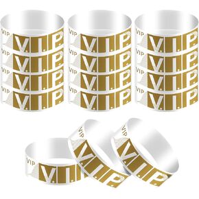 300pcs Paper Wristbands for Events, Identification Wristbands Lightweight VIP Paper Adhesive Bracelets for Events Concerts Clubs Festivals(Gold)