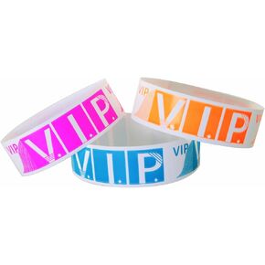 MEETOOT 300PCS Disposable Wristbands Playground Colourful Identification Bands Made of PP Synthetic Paper Outdoor Waterproof Fluorescent VIP Wristbands for Event Identification of Customers