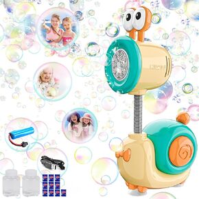 Snail Automatic Rechargeable Bubble Machine for Boys and Girls Gift Aged 3+, Bubble Maker Gun with Lighting, Fantasy Bubble Wand with Bubble Refill Solution, Party Birthday Gift for Kids (Purple)