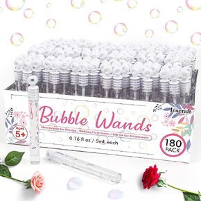 180 Pack Bubble Wands Bulk ، تفضل الحفلات لحفلات الزفاف ، والاحتفالات ، والاحتفالات ، والتخرج ، وألعاب الصيف للأطفال البالغين بواسطة الكونكرافت