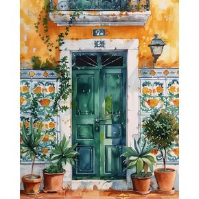 Two Lemon Trees Paint by Number for Adults Beginner Window View of the Sea Paint by Numbers on Canvas Fashion Decor Paint by Numbers Kits Suitable for Gift Home Decoration Without Frame 16x20 Inch