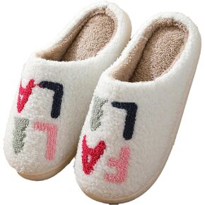 Womens Mens Slip on House Slippers Memory Foam Slippers Scuff Outdoor Indoor Warm Plush Bedroom Shoes