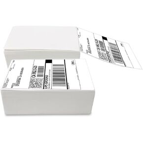 500 Labels/Stack, GOLDEN WIND Direct Thermal Label, 4ʺx 6ʺ Fanfold Labels, White and BPA Free with Perforated line, Fit Most of Thermal Printers in Market
