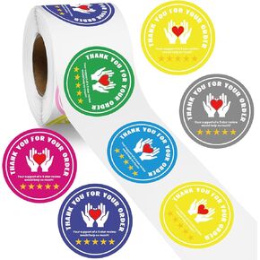 Fulmoon 500 Pcs 2 Inch Thank You for Your Order Stickers 5 Star Review Delivery Labels Freshness Food Delivery Accessories 5 Star Rating Reminder for Shopper Grocery Takeout Driver (Black)