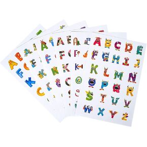 ملصقات Gomtyea Alphabet -24 Sheets 624 pcs ملصقات رسائل ملونة لطيفة ، وملصقات ديناصورات محيطية ملصقات للملصقات للتقويم الزخرفي ، والأولاد DIY هدية
