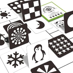100 PCS 200 Page Black White Colorful 3D Visual Stimulation Baby Flashcard for Newborn Baby Infant Gift (, 5.5" X 5.5")