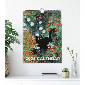 Cute kitten cat art full year 2025 hanging calendar,daily page a day, 12-month wall calendar for home or office, Thick & Sturdy Paper,hanging hole