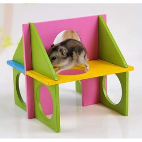 Litewoo Hamster Wooden Tunnel Toy Exercise House Funny Seesaw Hideaway Grinding Teeth for Small Pets Chinchilla Gerbil Rat Mouse Guinea Pig Intelligence Toy