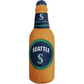 Pets First MLB Seattle Mariners Stadium Beer Bottle Plush Dog Toy-Cutest Plush Toy for DOGS & CATS with Inner SQUEAKER & Premium Embroidery of Baseball Team Name & Logo
