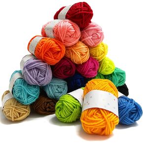 24x10g Acrylic Yarn for Crocheting, 443 Yards Crochet Yarn Bulk Mini Acrylic Yarn Skeins Crochet Kit for Beginners, Soft Knitting Yarn Multicolor Yarn Set for Crochet & Knitting & Art Project