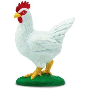 Safari Ltd. White Leghorn Chicken Figurine - Detailed 2.25" Plastic Model Figure - Fun Educational Play Toy for Boys, Girls & Kids Ages 3+