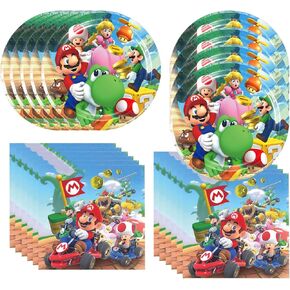 40pcs Mario Party Supplies include 20 plates, 20 napkins for the Mario birthday party decoration