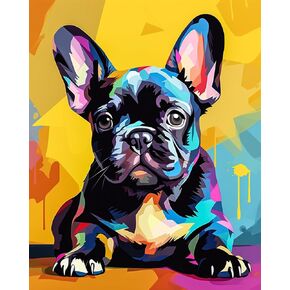 Rebotipy DIY Paint by Number Adorable French Bulldog Paint by Numbers for Adults Puppy Paint by Numbers Kids on Canvas Paint by Numbers Kit for Adults for Beginner Modern Decor Art 16x20 in