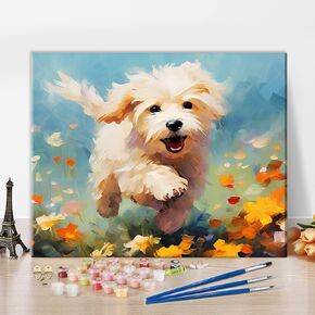 TUMOVO Paint by Numbers for Adults Beginner Dog Adult Paint by Number Kits Cute Animal Paint by Number DIY Oil Painting Kit on Canvas Painting by Numbers for Adults Beginner, 16 x20 Inch