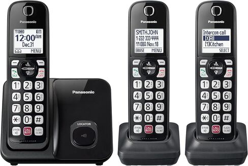 Panasonic Cordless Phone with Advanced Call Block, Bilingual Caller ID and Easy to Read Large High-Contrast Display, Expandable System with 1 Handset - KX-TGD810B (Black) in Saudi Arabia