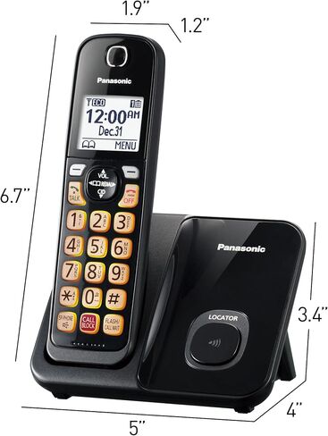 Panasonic Cordless Phone with Advanced Call Block, Bilingual Caller ID and Easy to Read Large High-Contrast Display, Expandable System with 1 Handset - KX-TGD810B (Black) in Saudi Arabia