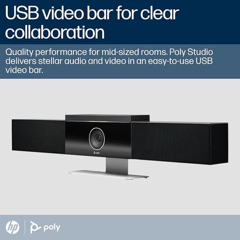 Poly Studio 4K USB Video Conference System (Plantronics) - Camera, Microphone, & Speaker Bar for Small & Medium Conference Rooms - Auto Framing & Tracking - Teams/Zoom Certified - Amazon Exclusive in Kuwait
