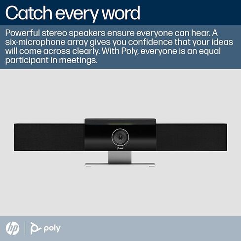 Poly Studio 4K USB Video Conference System (Plantronics) - Camera, Microphone, & Speaker Bar for Small & Medium Conference Rooms - Auto Framing & Tracking - Teams/Zoom Certified - Amazon Exclusive in Kuwait