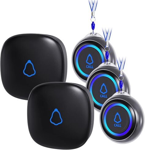Caregiver Pager, Wireless Call Button for Seniors/Elderly at Home, 1 SOS Button + 1 Receiver Medical Life Alert System, Emergency Panic Call Bell, Help Alarm for Nurse Calling & Patient Assistance in Saudi Arabia