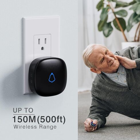 Caregiver Pager, Wireless Call Button for Seniors/Elderly at Home, 1 SOS Button + 1 Receiver Medical Life Alert System, Emergency Panic Call Bell, Help Alarm for Nurse Calling & Patient Assistance in Saudi Arabia