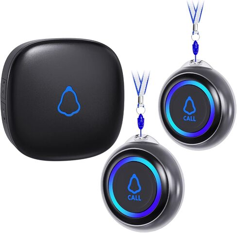 Caregiver Pager, Wireless Call Button for Seniors/Elderly at Home, 1 SOS Button + 1 Receiver Medical Life Alert System, Emergency Panic Call Bell, Help Alarm for Nurse Calling & Patient Assistance in Saudi Arabia