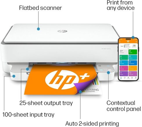 HP Envy 6155E Wireless All-In-One طابعة نفث الحبر ، الطباعة ، المسح ، النسخ ، الطباعة المزدوجة أفضل للمنزل ، 3 أشهر من الحبر الفوري (714L5A) in Kuwait