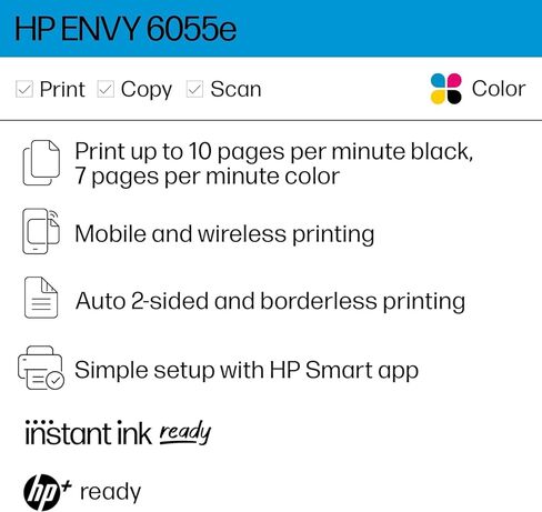 HP Envy 6155E Wireless All-In-One طابعة نفث الحبر ، الطباعة ، المسح ، النسخ ، الطباعة المزدوجة أفضل للمنزل ، 3 أشهر من الحبر الفوري (714L5A) in Kuwait
