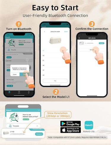 Makeid Label Maker Machine with Tape - Compatible with 9/12/16mm Waterproof Tape, Portable & Rechargeable with Built-in Cutter Wireless Label Printer Compatible with Android & iOS Devices in Kuwait