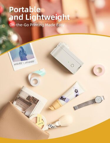 Makeid Label Maker Machine with Tape - Compatible with 9/12/16mm Waterproof Tape, Portable & Rechargeable with Built-in Cutter Wireless Label Printer Compatible with Android & iOS Devices in Kuwait