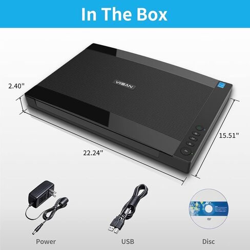 VIISAN VF3240 Large Format Flatbed Scanner, A3 Size, 2400 DPI, CIS Sensor, Scan 12"x 17" in 4 sec, Frameless, Auto-Scan, Document & Photo & Book Scanner, Supports Windows & Mac in Kuwait