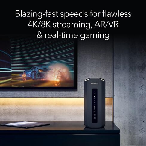 NETGEAR Nighthawk Tri-Band WiFi 7 Router (RS700S) - Security Features, BE19000 Wireless Speed (up to 19Gbps) – 10 Gig Internet Port - Covers up to 3,500 sq. ft., 200 Devices – 1-Year Armor Included in Saudi Arabia