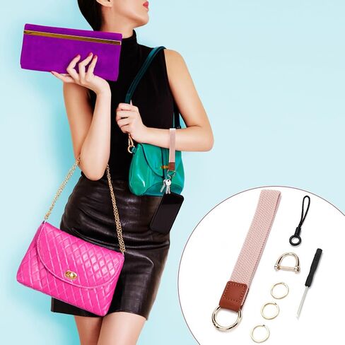 Wristband Keychain Set for Women, with Metal Rings D-Ring Screwdriver Elastic Wristlet Keychain Lanyard for Keys, Key in Saudi Arabia