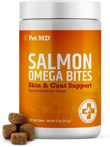 PET MD Salmon Oil Omega 3 for Dogs - Advanced Allergy & Itch Comfort for Dogs - Omega 3 & 6 ، EPA & DHA ، Oil Oil Oil Omga 3 Soft Love - 120 Count in Kuwait