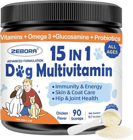 Dog Multivitamin Powder with Glucosamine, Dog Vitamins and Supplements for Immune Support, Dog Skin and Coat Supplement with Omega 3 for Allergy Relief, Probiotics for Dog Support Digestive Health in Saudi Arabia