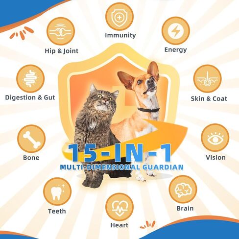 Dog Multivitamin Powder with Glucosamine, Dog Vitamins and Supplements for Immune Support, Dog Skin and Coat Supplement with Omega 3 for Allergy Relief, Probiotics for Dog Support Digestive Health in Saudi Arabia