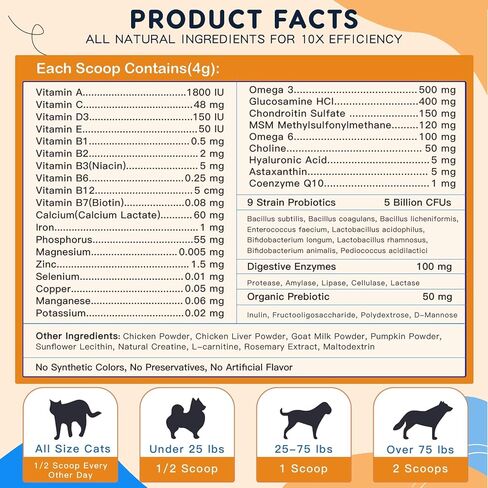 Dog Multivitamin Powder with Glucosamine, Dog Vitamins and Supplements for Immune Support, Dog Skin and Coat Supplement with Omega 3 for Allergy Relief, Probiotics for Dog Support Digestive Health in Saudi Arabia
