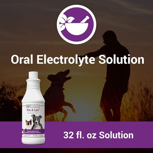 Vet Classics Pet-A-Lyte Oral Electrolyte Solution for Dogs and Cats – Helps Replace Fluids Lost from Pet Dehydration, Diarrhea, Vomiting – Replaces Dog Electrolytes – 32 Oz. in Kuwait