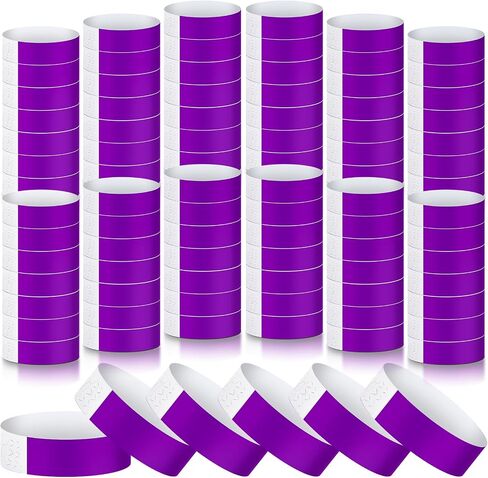 Tudomro 1200 Pack Paper Wristbands for Events Neon Party Wrist Bands Colored Waterproof Concert Identification Hand Bands Lightweight Adhesive Wristbands(Purple) in Kuwait