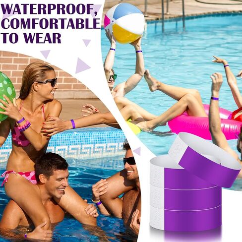 Tudomro 1200 Pack Paper Wristbands for Events Neon Party Wrist Bands Colored Waterproof Concert Identification Hand Bands Lightweight Adhesive Wristbands(Purple) in Kuwait