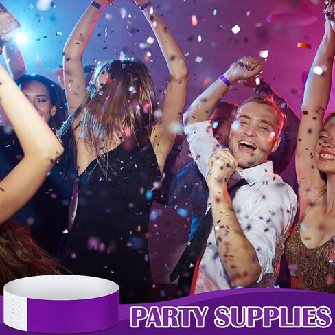 Tudomro 1200 Pack Paper Wristbands for Events Neon Party Wrist Bands Colored Waterproof Concert Identification Hand Bands Lightweight Adhesive Wristbands(Purple) in Kuwait