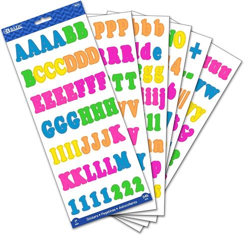BAZIC Alphabet Numbers Stickers Black Colors, 1" A to Z 0 to 9 Self-Adhesive Sticker for DIY Cards Scrapbooks Labeling (346/Pack), 1-Pack in Saudi Arabia