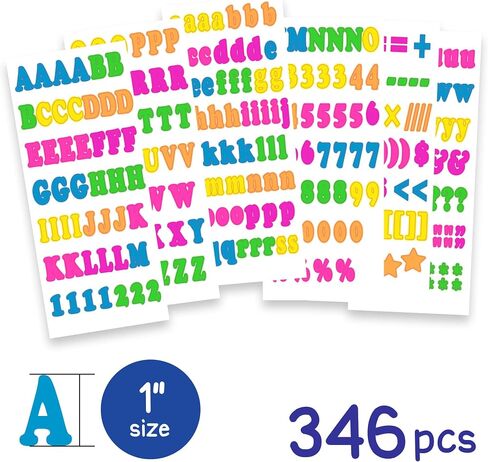 BAZIC Alphabet Numbers Stickers Black Colors, 1" A to Z 0 to 9 Self-Adhesive Sticker for DIY Cards Scrapbooks Labeling (346/Pack), 1-Pack in Saudi Arabia