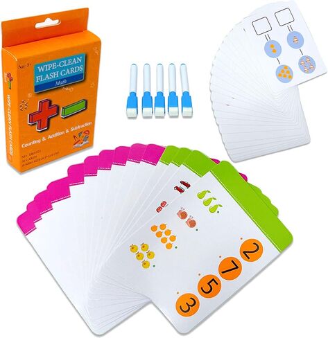 Number Flash Cards for Toddlers with 5 Dry Erase Pens, Numbers 0-25/30-100 Preschool Fun Learning Card, 36PCS Double Sides Counting Flashcards,Early Education Flashcards for Kids Ages 1-5 in Kuwait