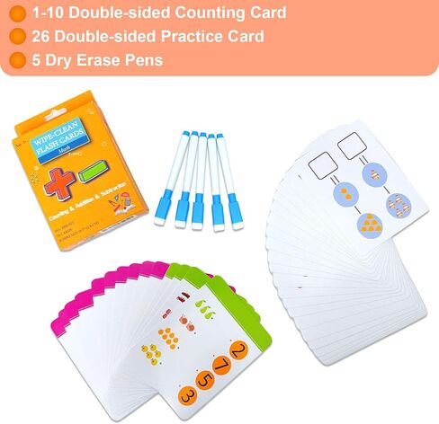 Number Flash Cards for Toddlers with 5 Dry Erase Pens, Numbers 0-25/30-100 Preschool Fun Learning Card, 36PCS Double Sides Counting Flashcards,Early Education Flashcards for Kids Ages 1-5 in Kuwait