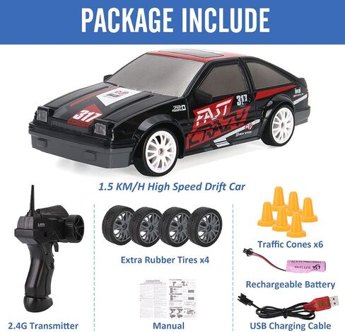 Liberty Imports RC Drift Car 1/24 2.4GHz 4WD Remote Control Sport Racing On-Road Vehicle with LED Light, Batteries and Drift Tires (Style 4) in Saudi Arabia