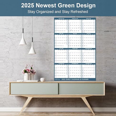 32 "× 48" رمادي 2025 تقويم الجدار الجاف - محو كبير الأزرق في السماء النجمية الرطبة والجافة قابلة للمسح 12 شهرًا مخطط سنوي سنوي ، قابل للانعكاس ، أفقي/عمودي (2025 تقويم الجدار) in Kuwait